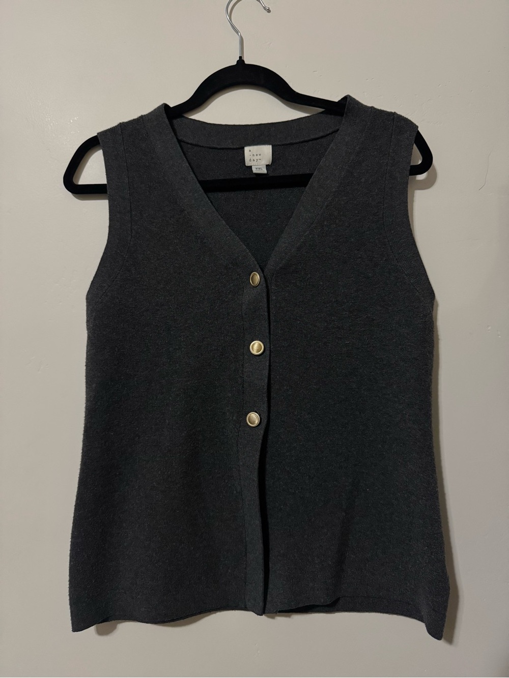a new day Charcoal Sleeveless Button-Front Knit Tank